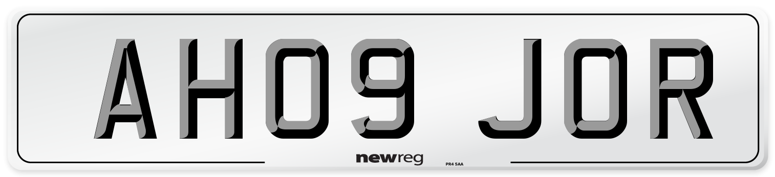 AH09 JOR Number Plate from New Reg